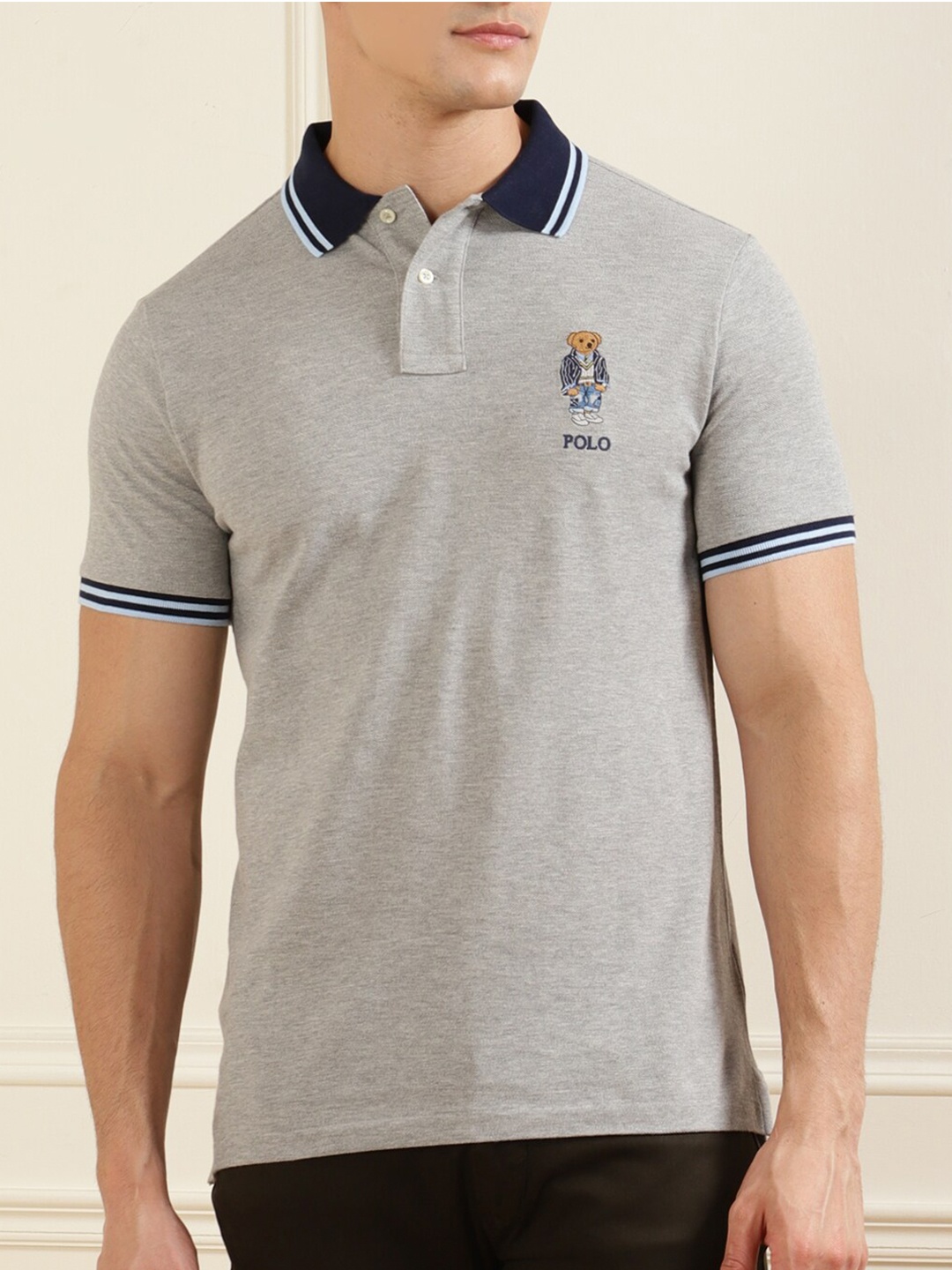 

Polo Ralph Lauren Men Grey Polo Collar T-shirt