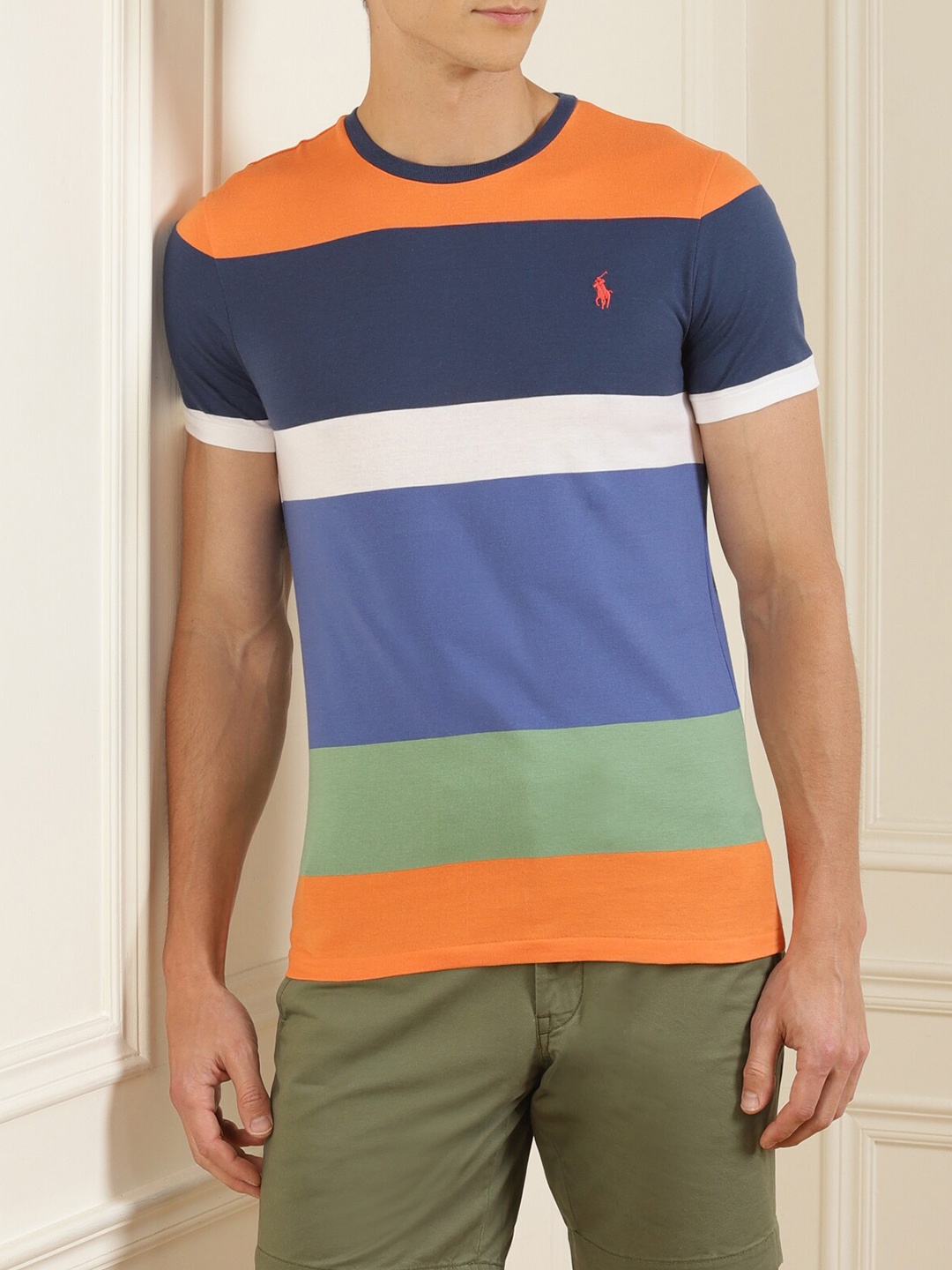 

Polo Ralph Lauren Men Orange Colourblocked T-shirt