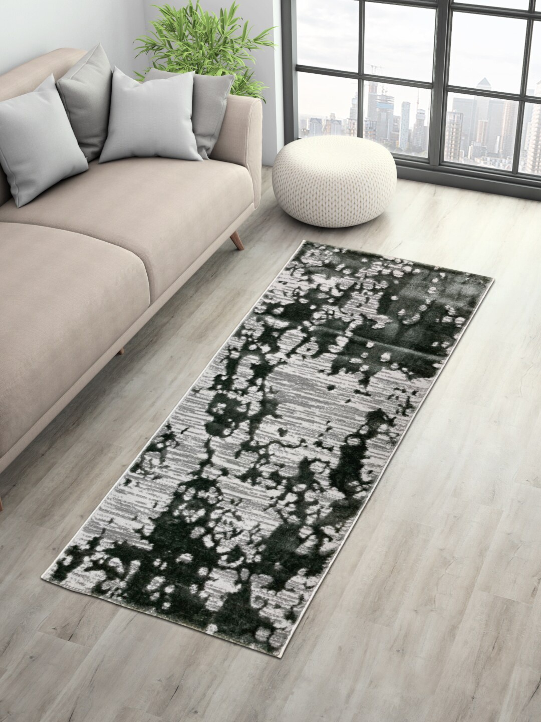 

SPACES Black Abstract Printed Runner
