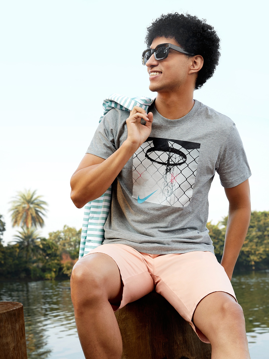 

Nike Men Grey & White Printed Pure Cotton Round Neck T-shirt