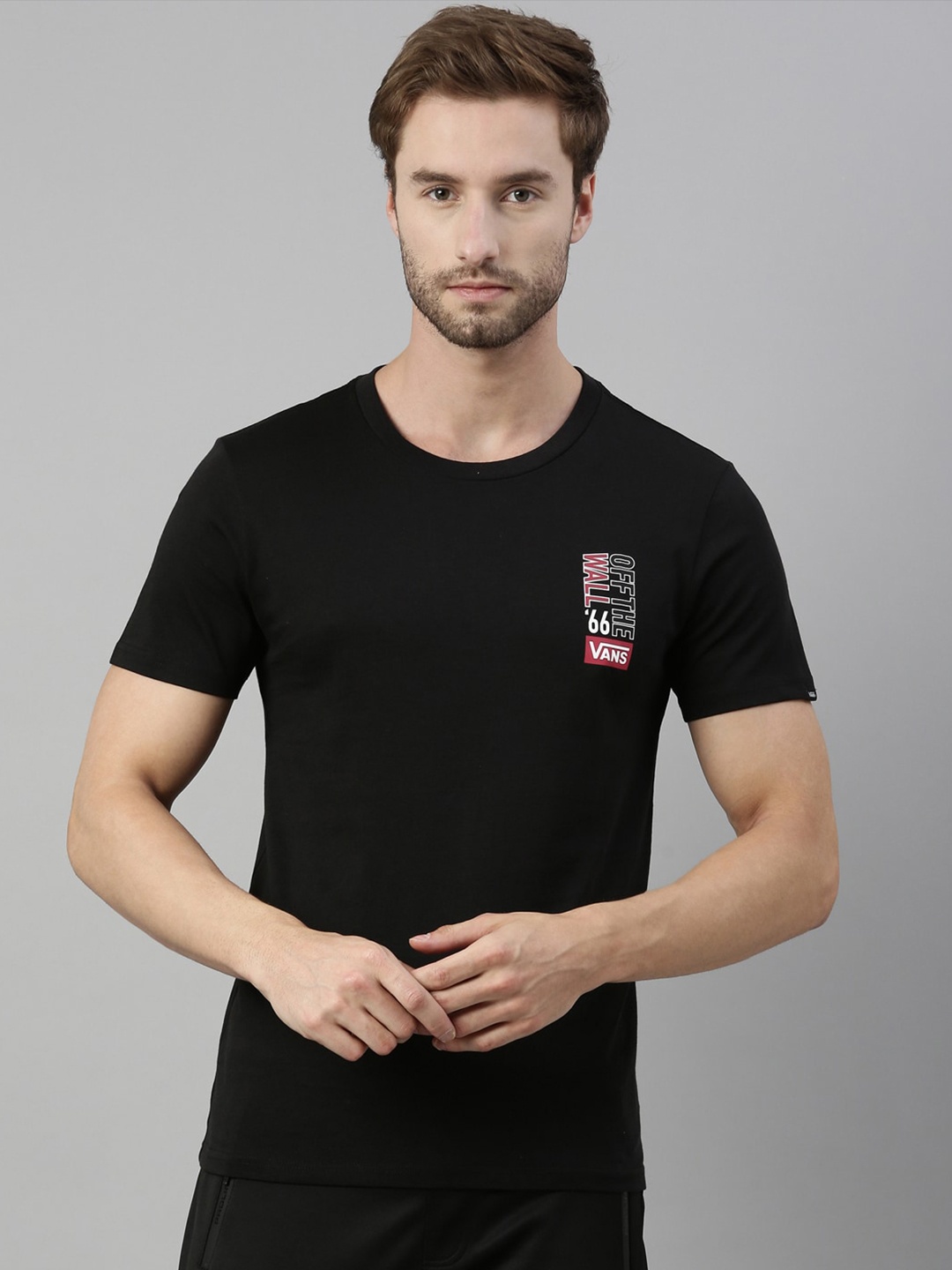 

Vans Men Black Solid Cotton T-shirt