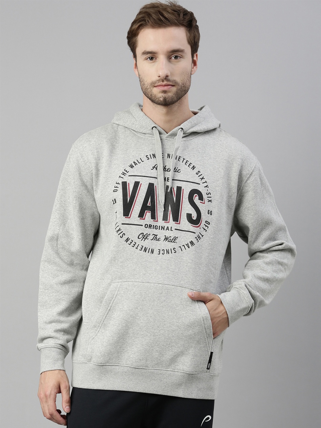 

Vans Men Grey & Black Typography Printed Pullover