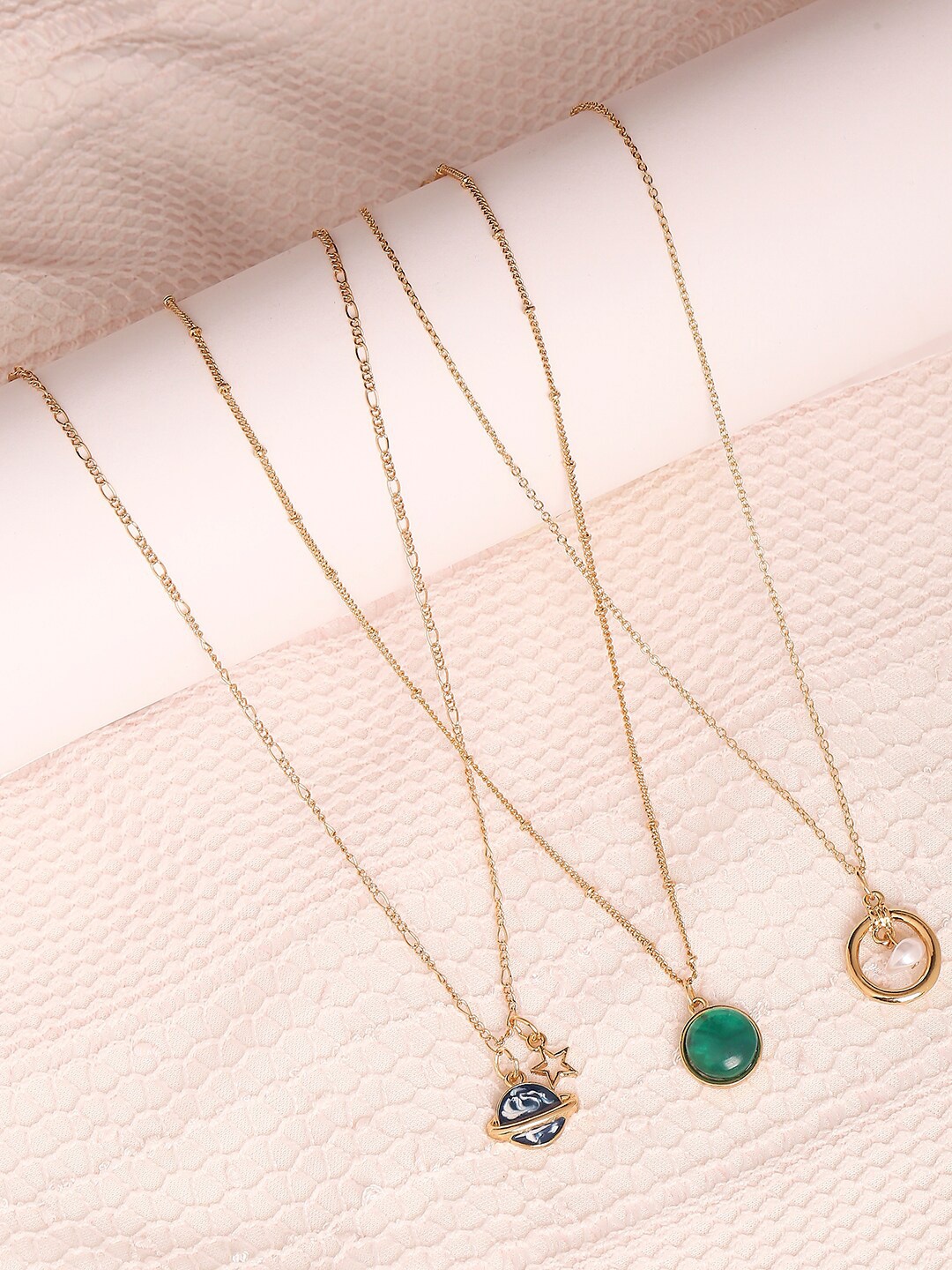 

Lilly & sparkle Set Of 3 Gold-Toned Pendent Necklace