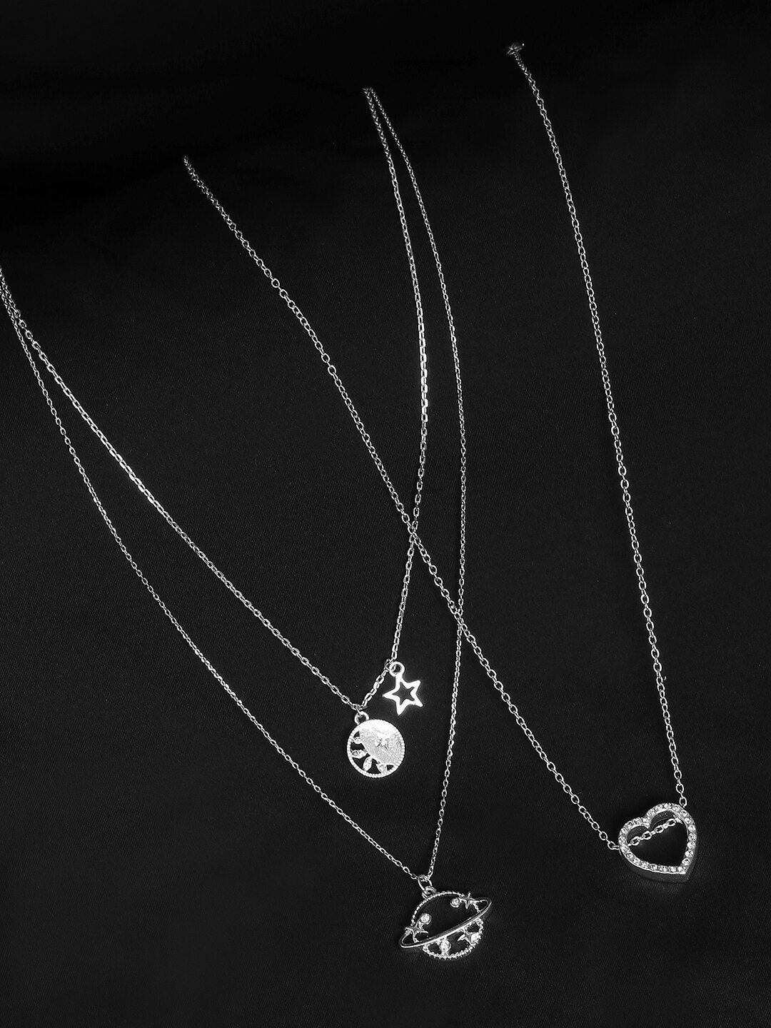 

Lilly & sparkle Set of 2 Silver-Plated White Crystal Studded Necklaces
