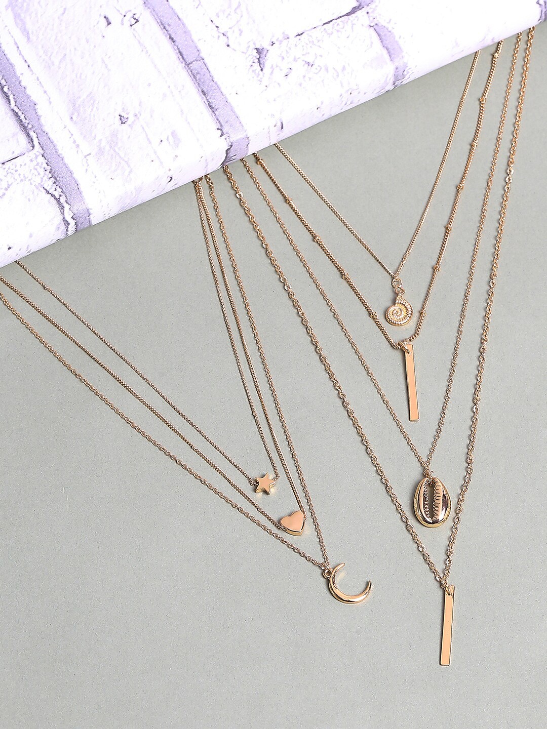 

Lilly & sparkle Women Gold-Plated Set of 2 Layered Minimal Necklace Chain