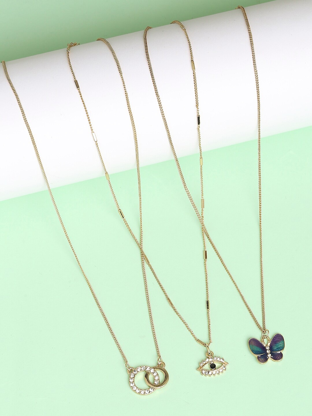 

Lilly & sparkle Set of 3 Gold-Toned & Blue Crystal Chains