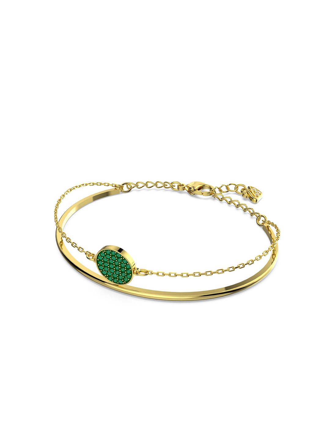 

SWAROVSKI Women Green & Gold-Toned Crystals Studded Gold-Plated Charm Bracelet
