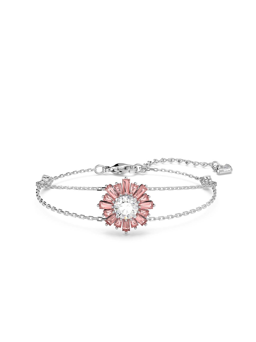 

SWAROVSKI Women Silver-Toned & Pink Crystals Rhodium-Plated Multistrand Bracelet