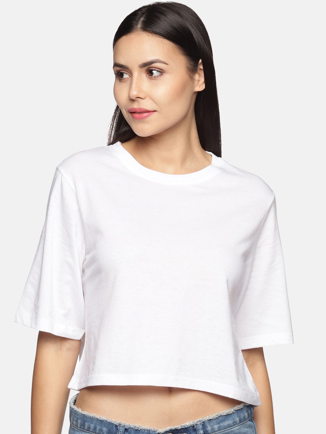 

BEVERLY BLUES Women White Solid Cotton T Shirts