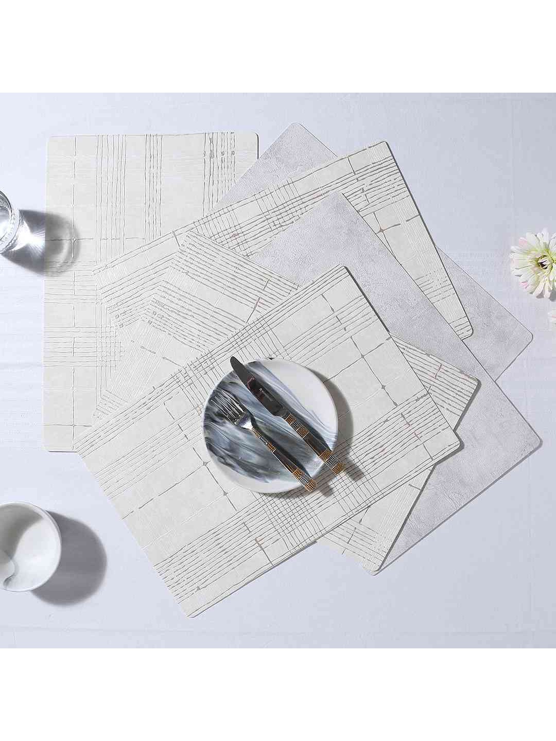 

Wonderchef Set of 6 Off-White Checks & Textured Valentina Reversible Table Placemat