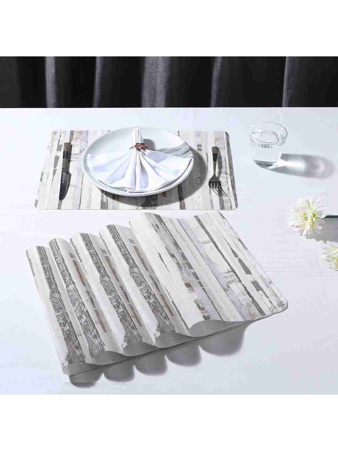 

Wonderchef Set Of 6 Grey & White Striped Valentina Table Placemats