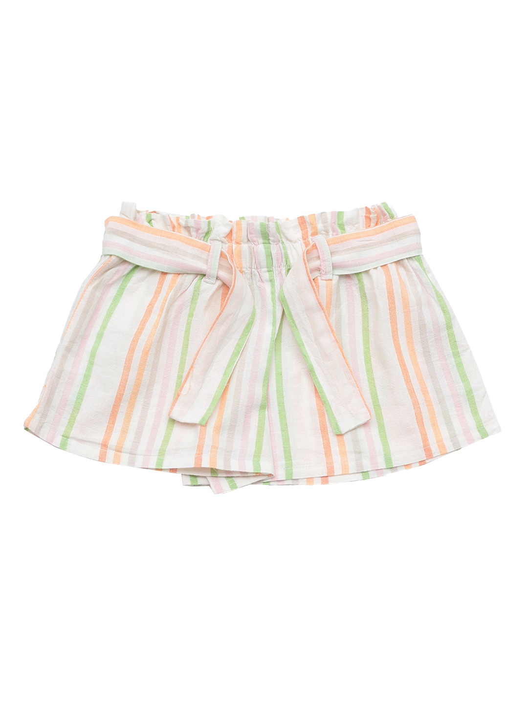 

Lil Lollipop Girls Cream-Coloured Striped Shorts