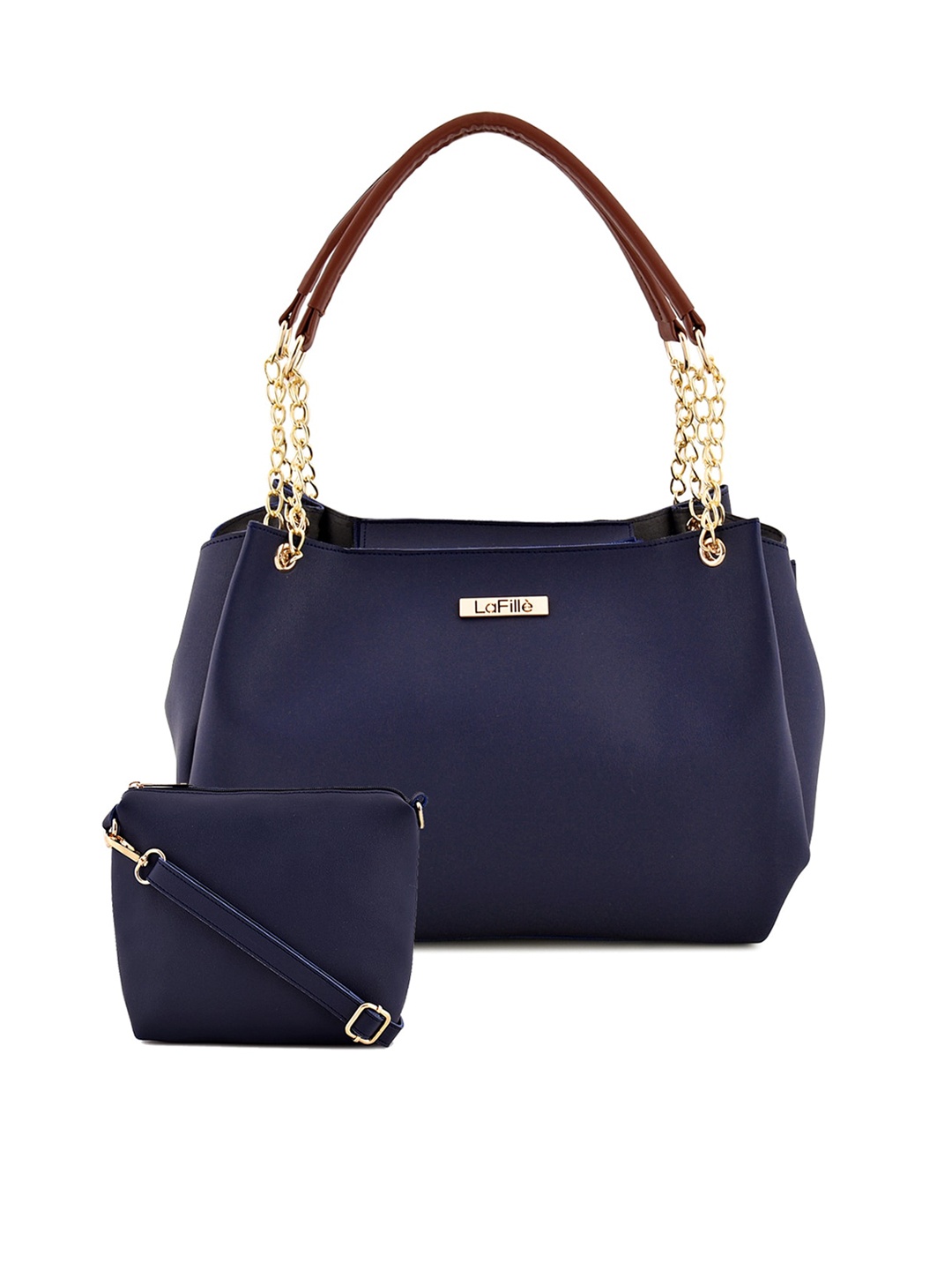 

LaFille Blue PU Structured Shoulder Bag