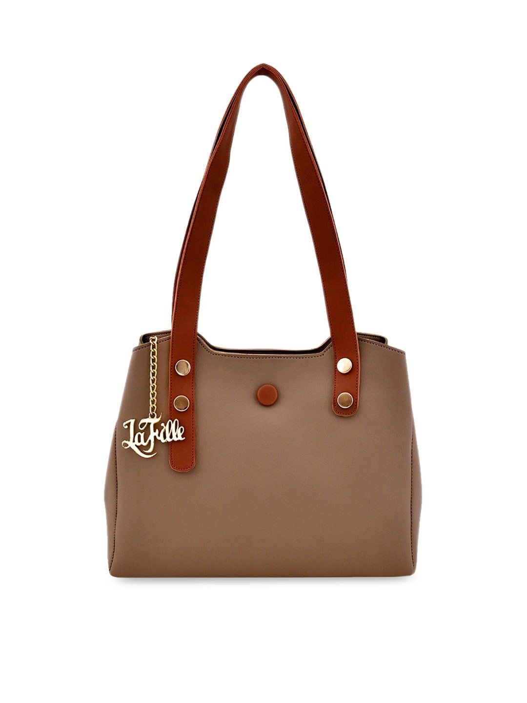 

LaFille Beige PU Structured Shoulder Bag