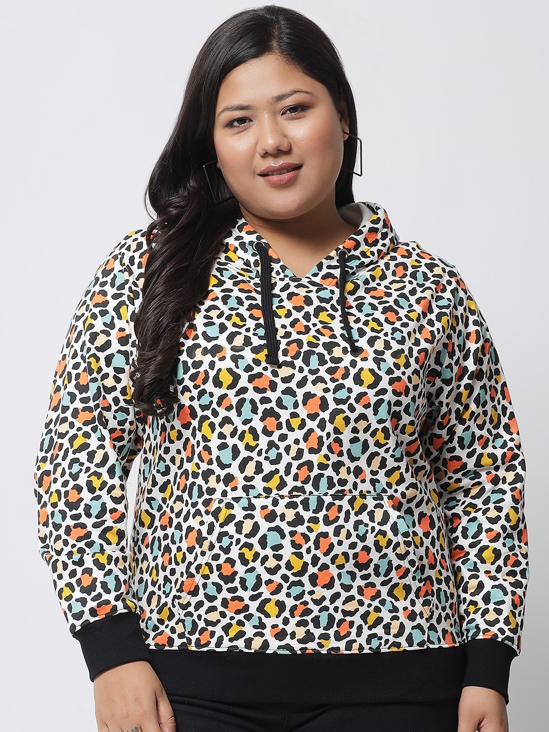 

The Dry State Plus Size Women Multicoloured Printed Hooded Sweatshirt, Multi