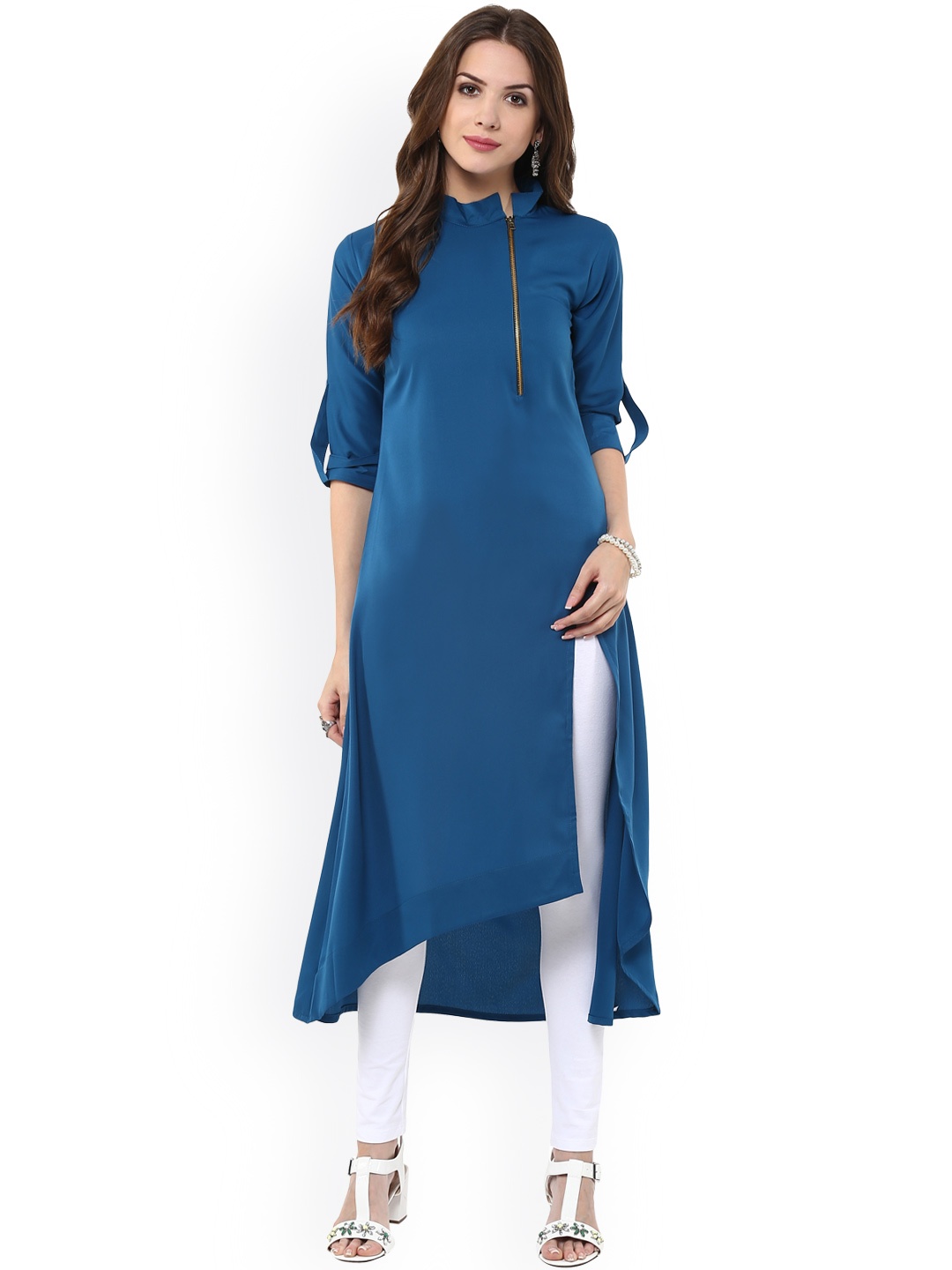 

Janasya Women Blue A-Line Kurta