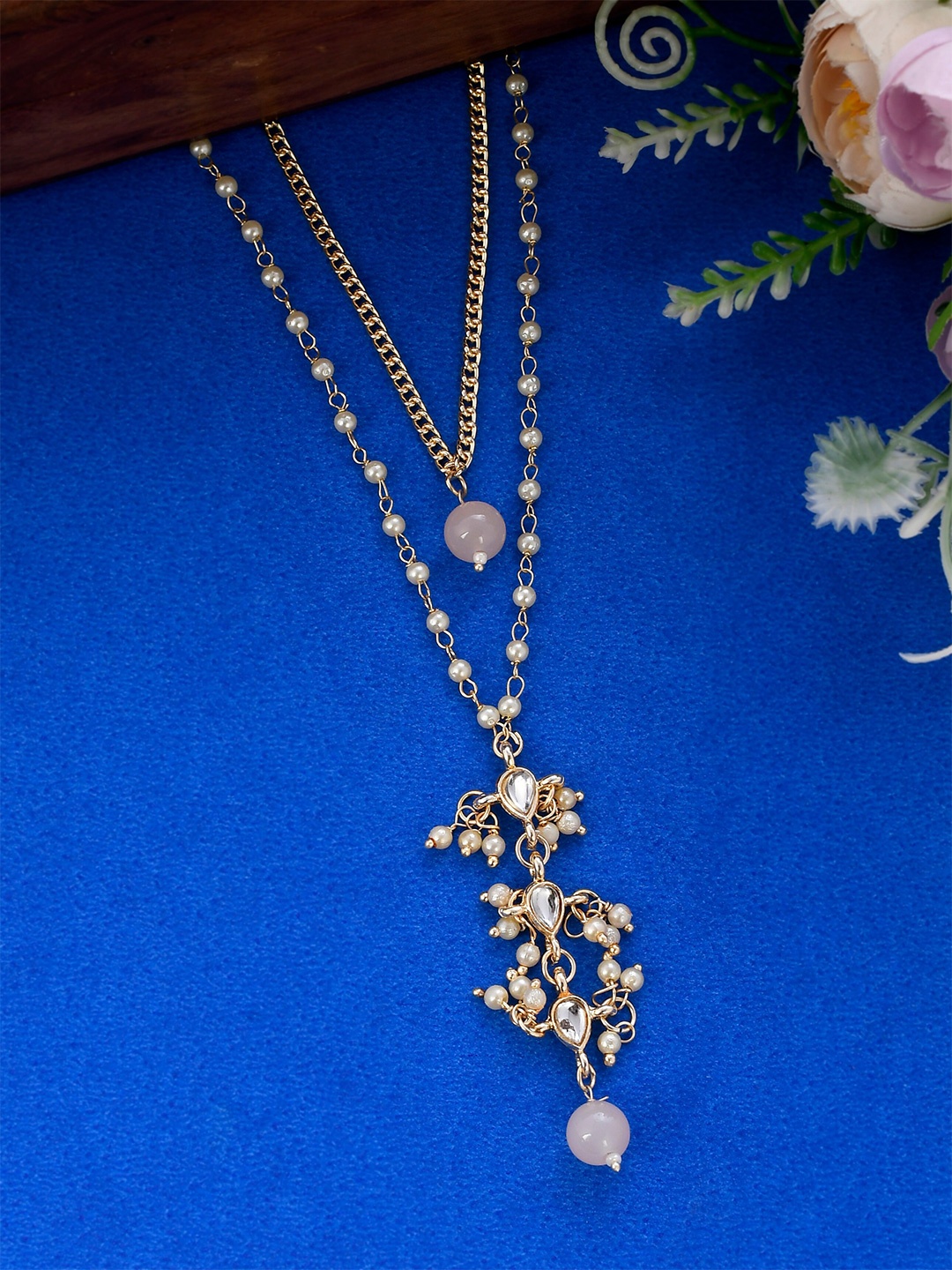 

Shoshaa Gold-Plated Pink Handcrafted Kundan Beaded Necklace