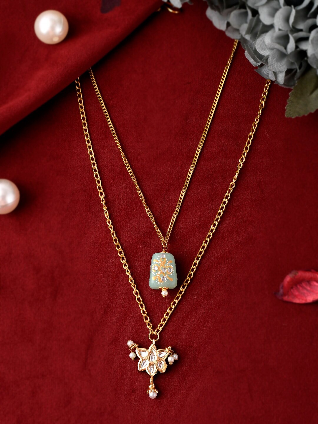 

Shoshaa Gold-Plated Green Handcrafted Kundan Necklace