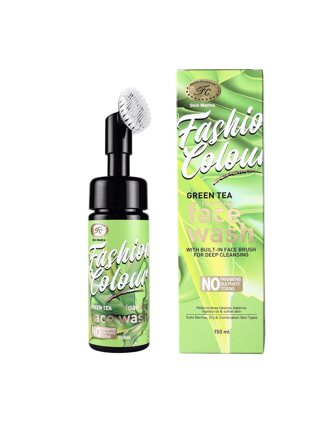 

Fashion Colour Green Tea Foaming Face Wash with Built-In Brush - 150 ml