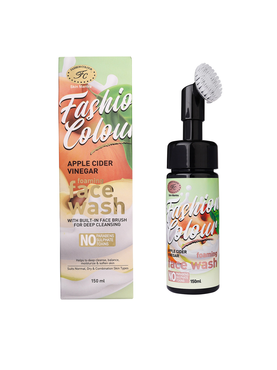 

Fashion Colour Apple Cider Vinegar Foaming Face Wash with Built-In Brush - 150 ml, Orange