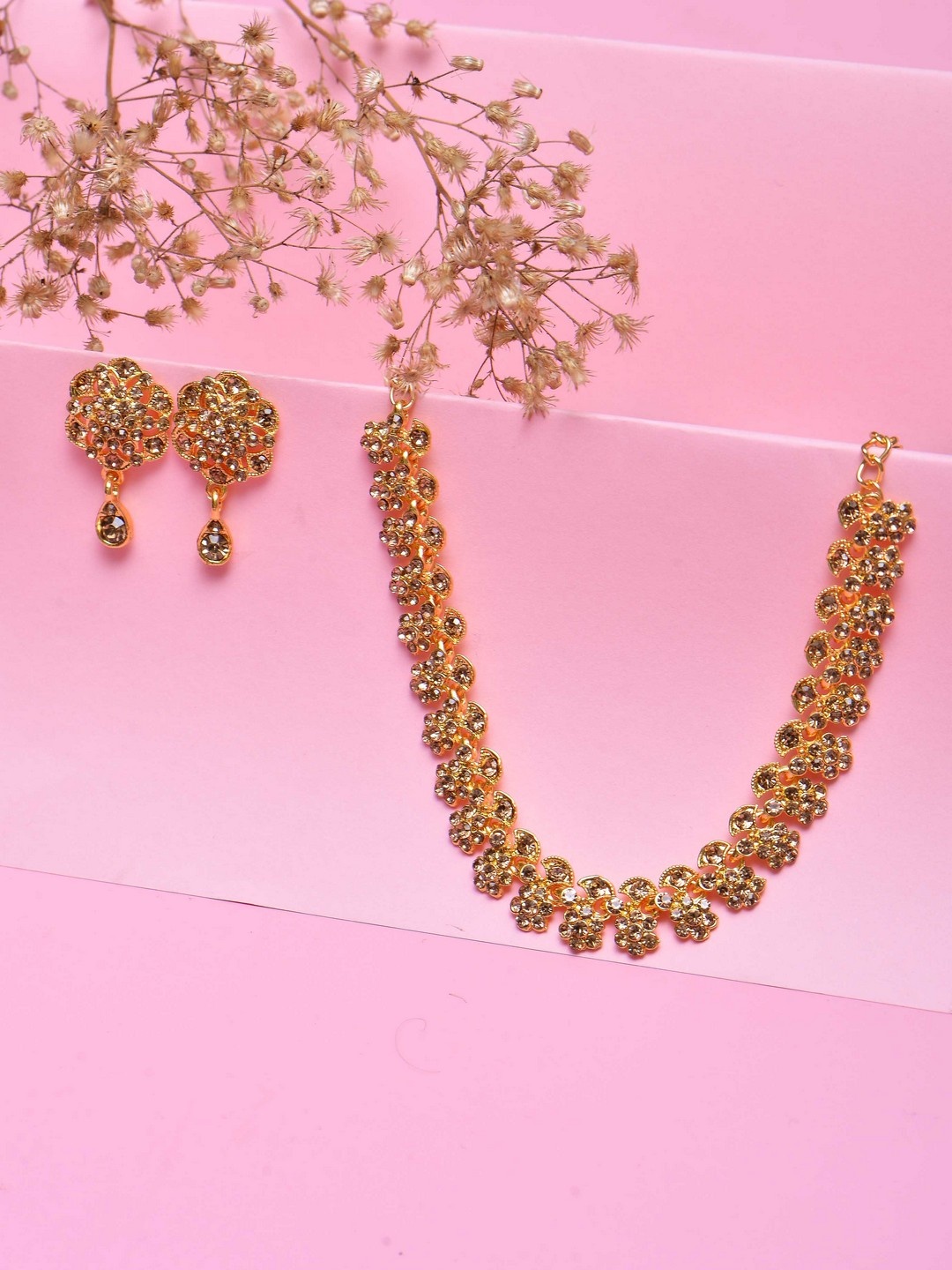 

POPLINS Gold-Toned & Rhinestone-Studded Jewellery Set