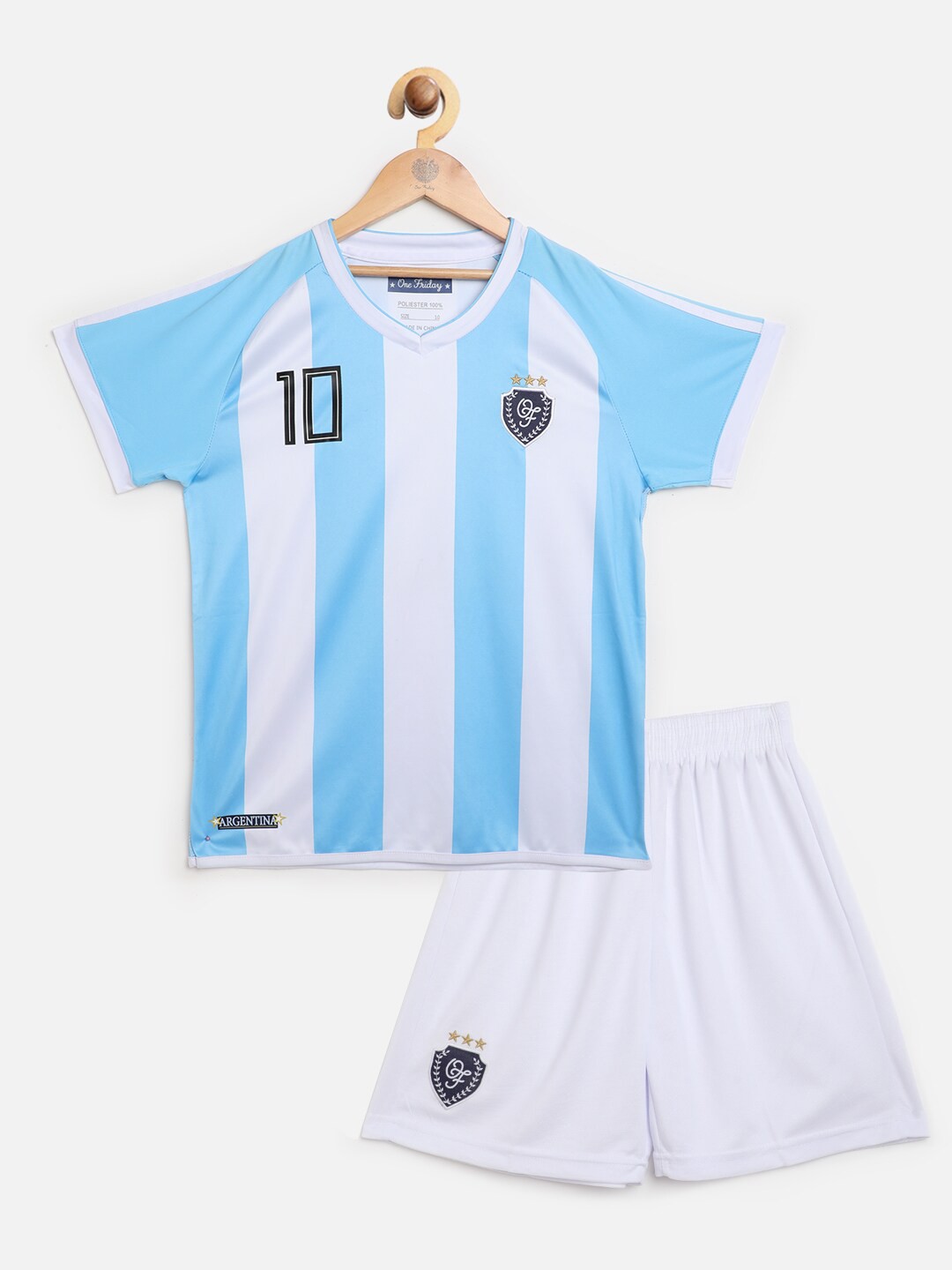 

One Friday Boys Blue & White Striped T-shirt with Shorts