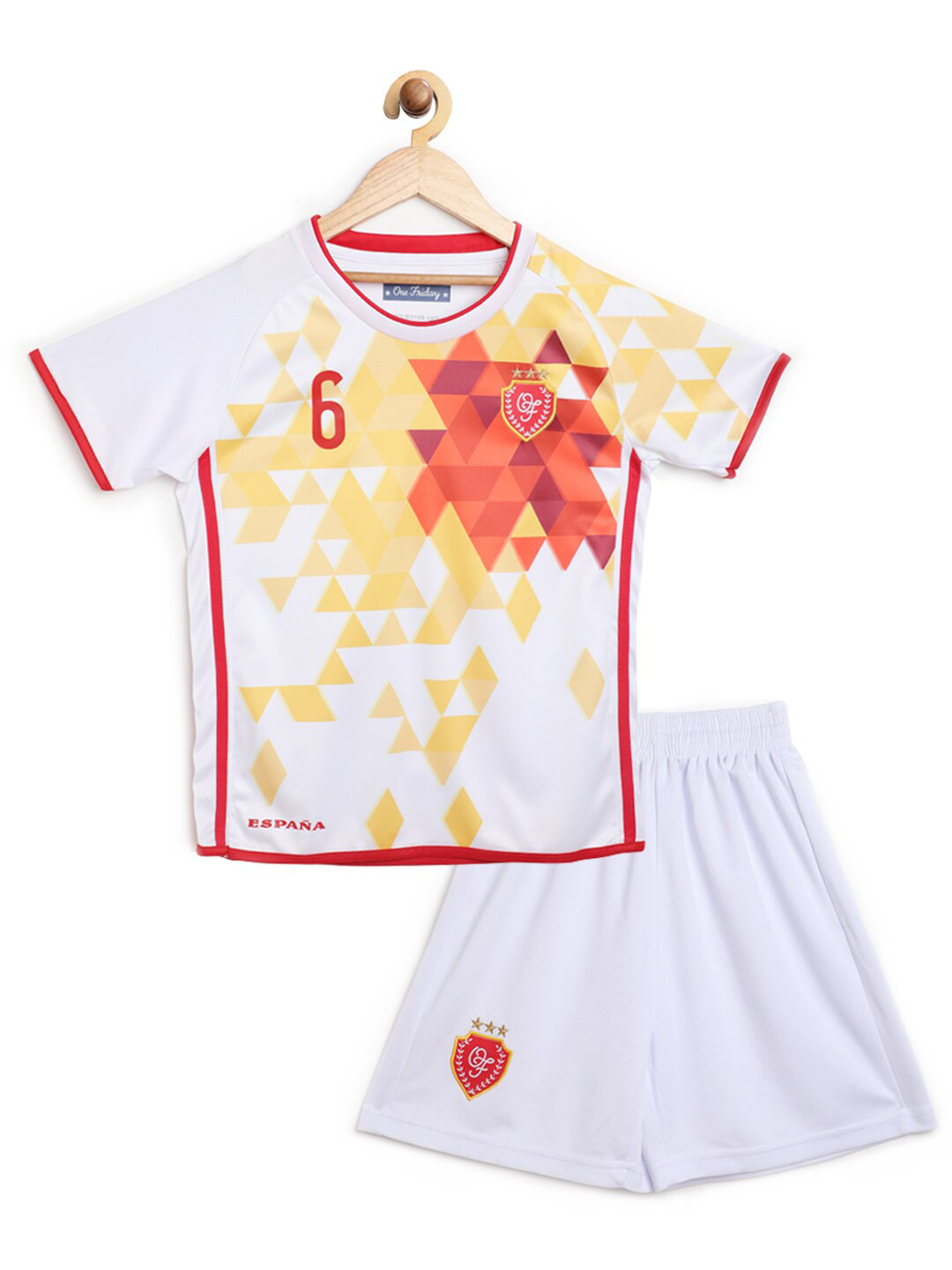 

One Friday Boys White Printed T-shirt with Shorts Clothing Set