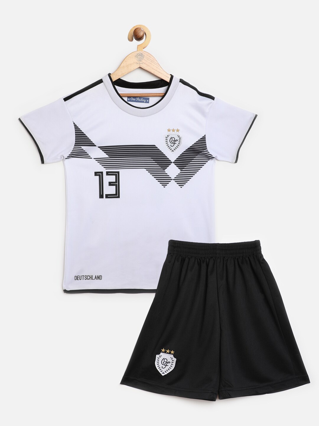 

One Friday Boys White & Black Striped T-shirt with Shorts