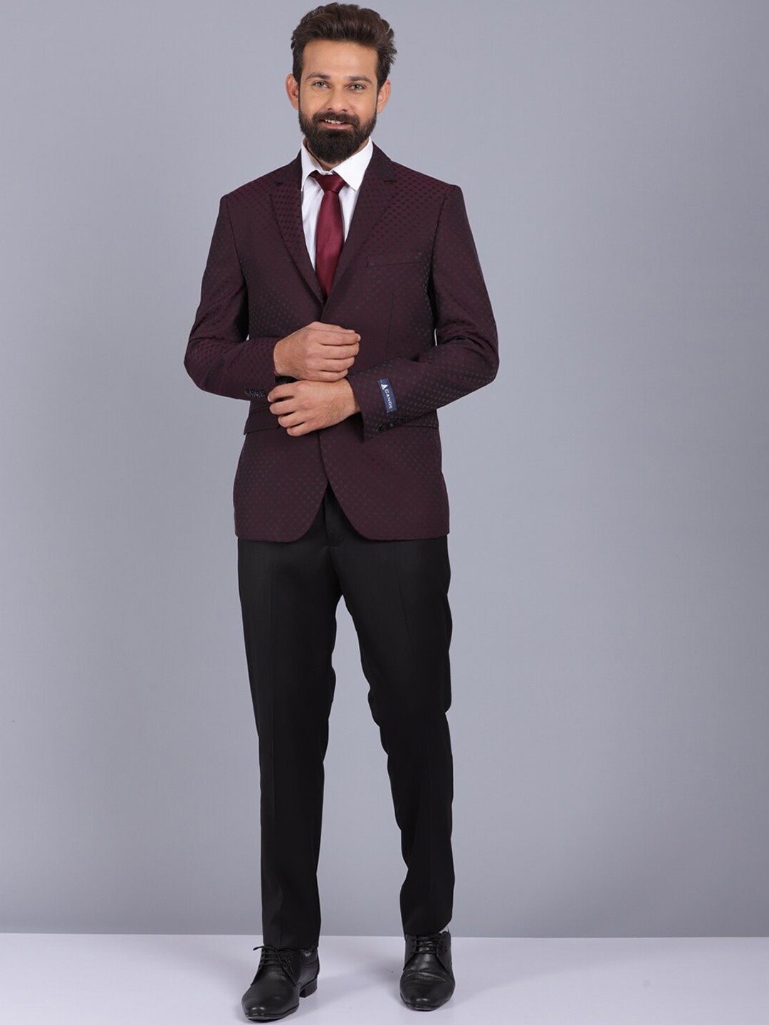 

CANOE Men Burgundy Printed Regular-Fit Single Breasted Casual Blazer