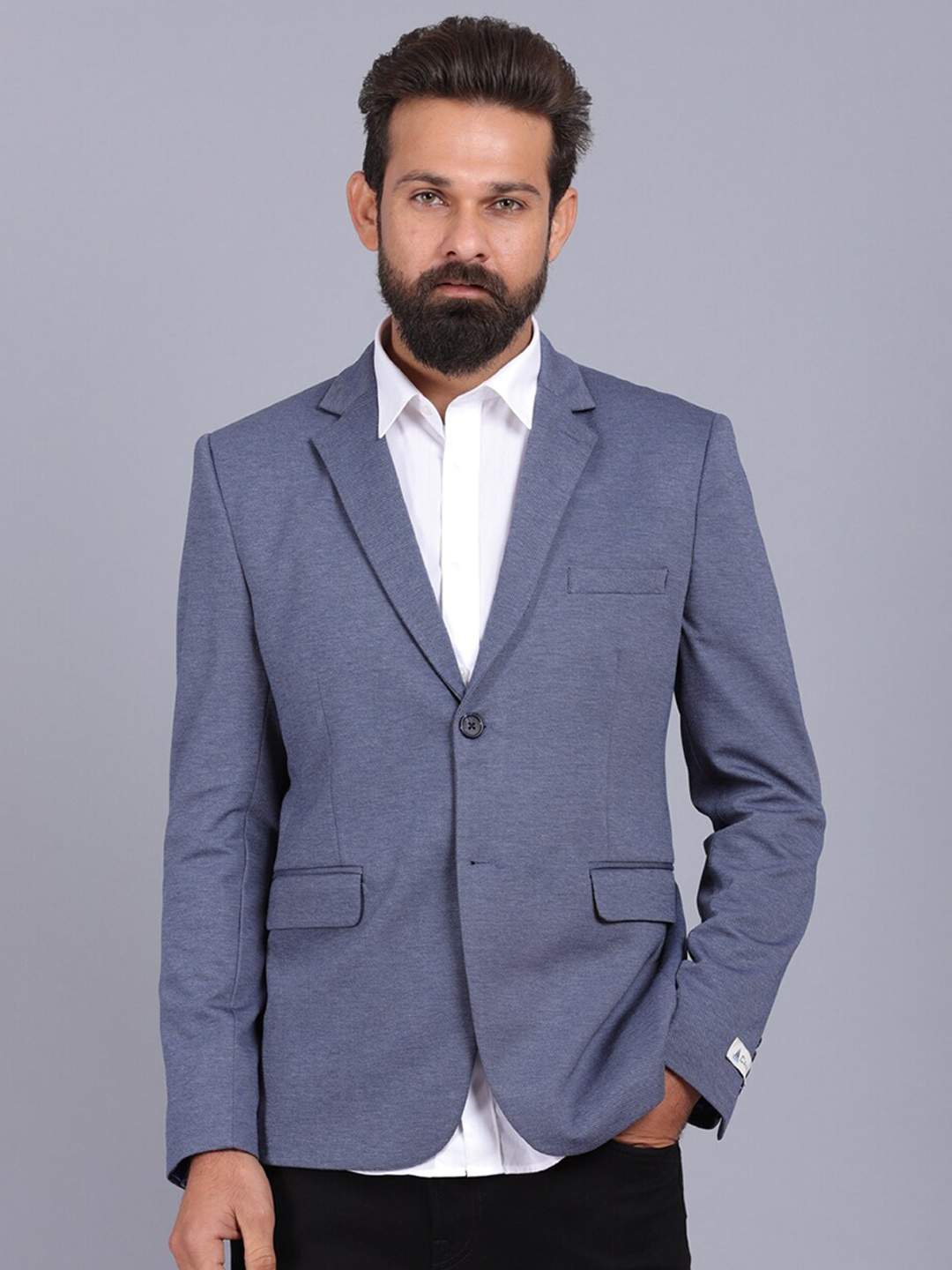 

CANOE Men Blue Solid Single-Breasted Casual Blazer