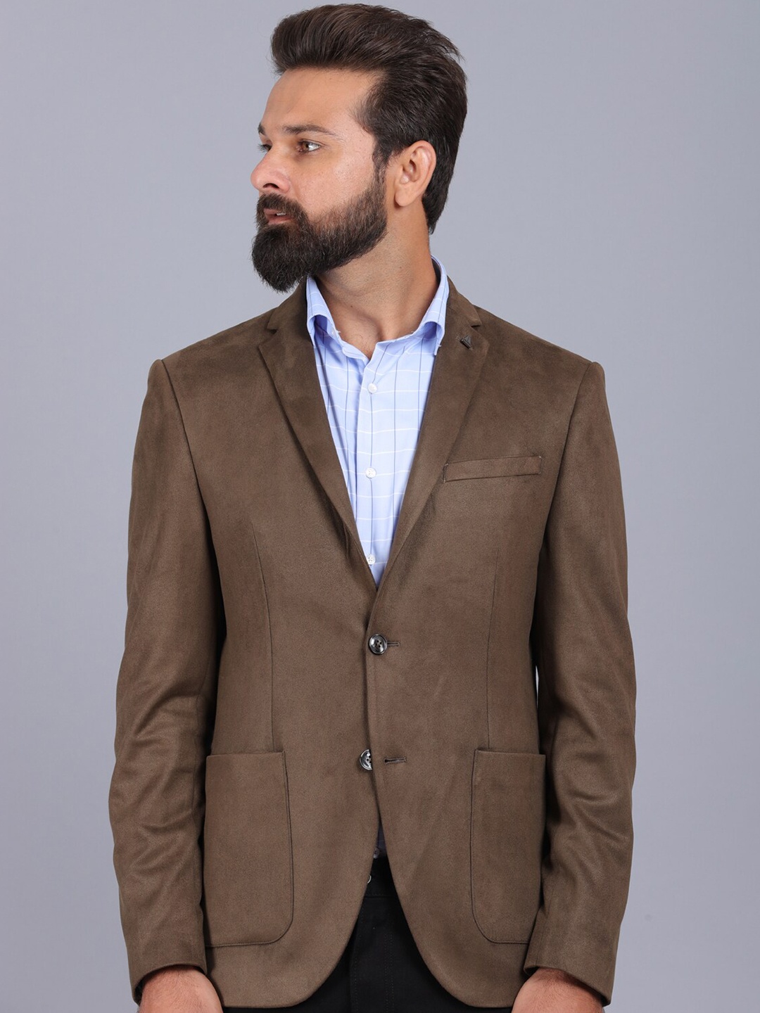 

CANOE Men Olive Green Solid Single-Breasted Casual Blazers