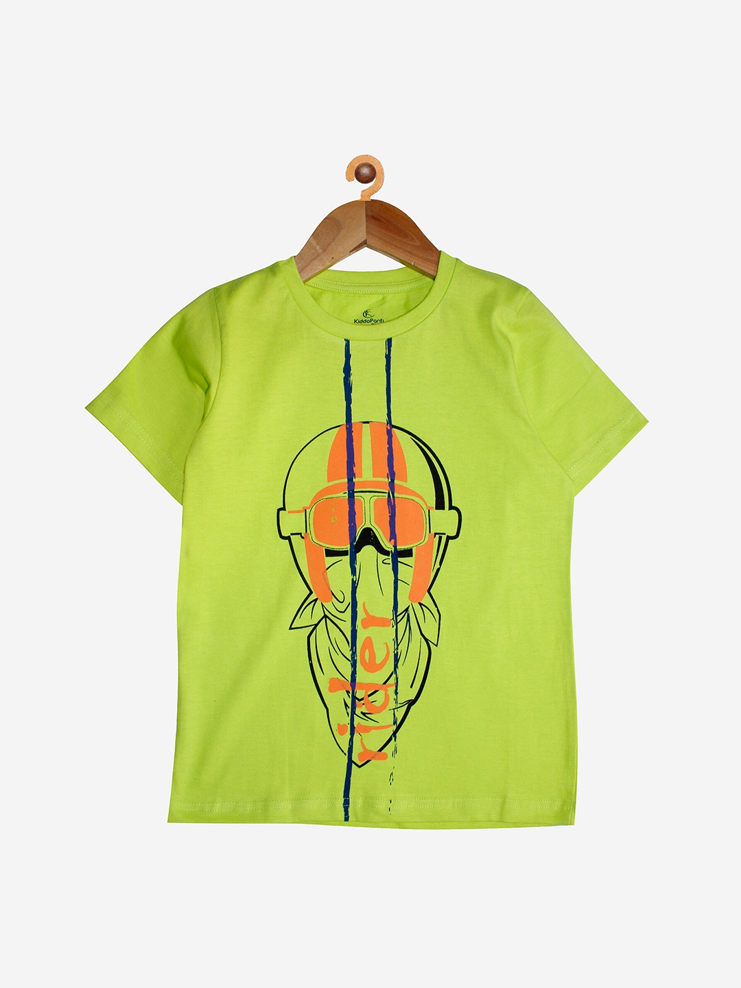 

KiddoPanti Boys Lime Green Printed T-shirt