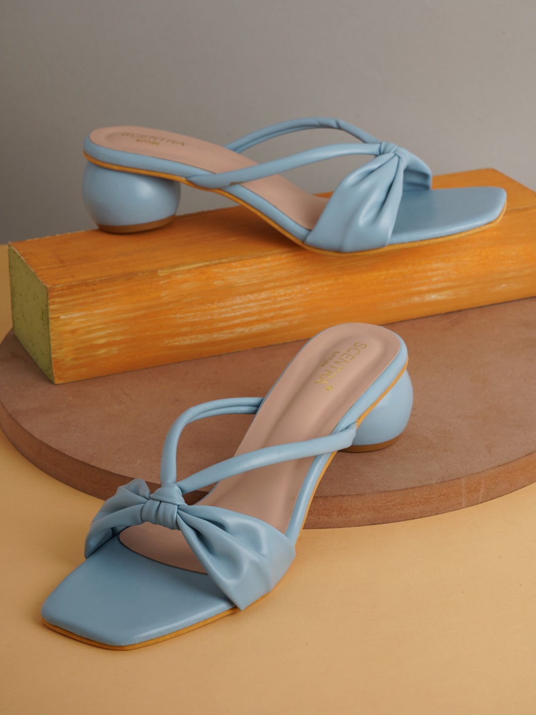 

SCENTRA Women Blue Block Heels with Bows