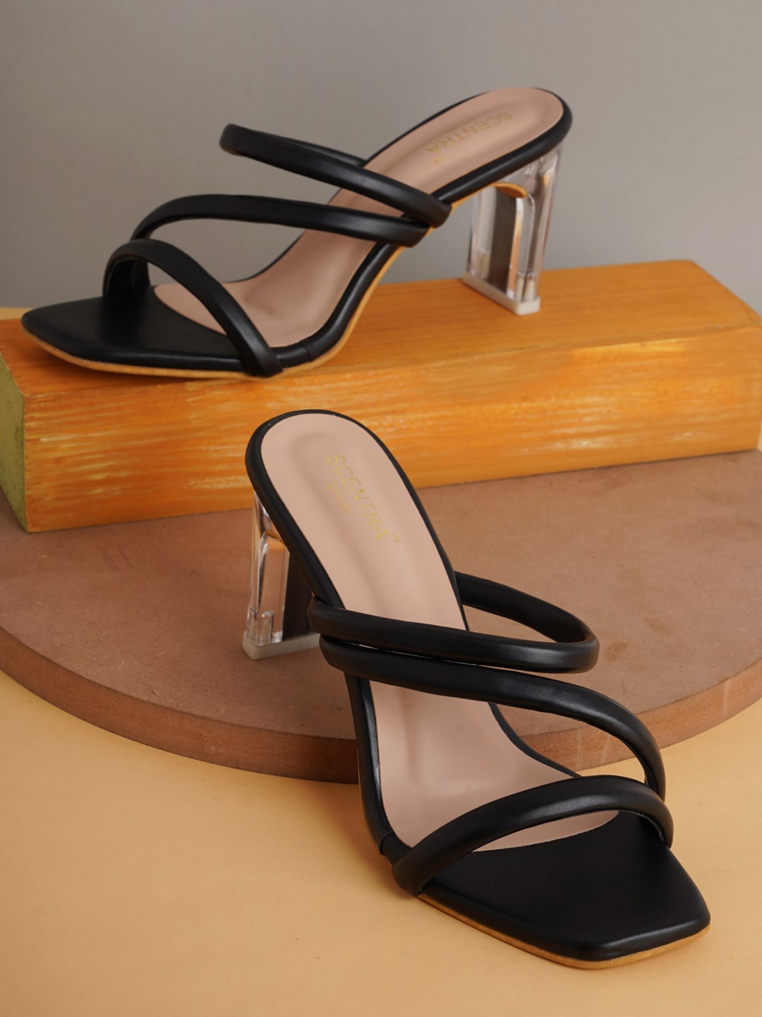 

SCENTRA Black Solid Block Heels