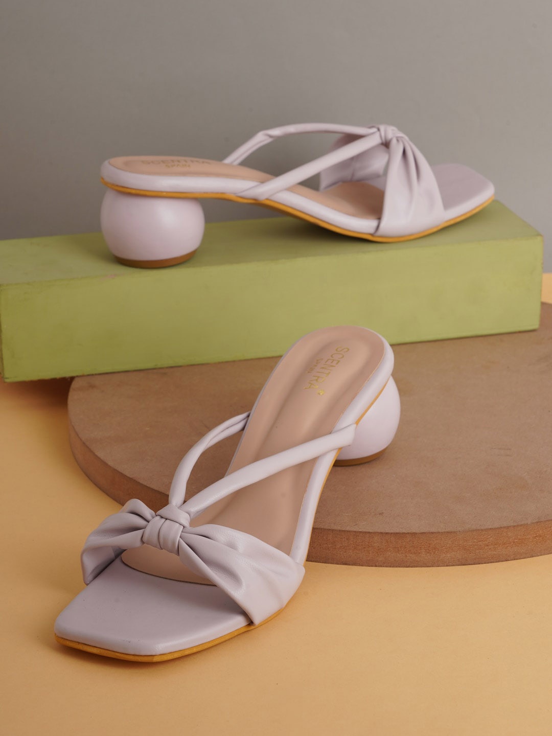 

SCENTRA Women Nude-Coloured Block Heels with Bows