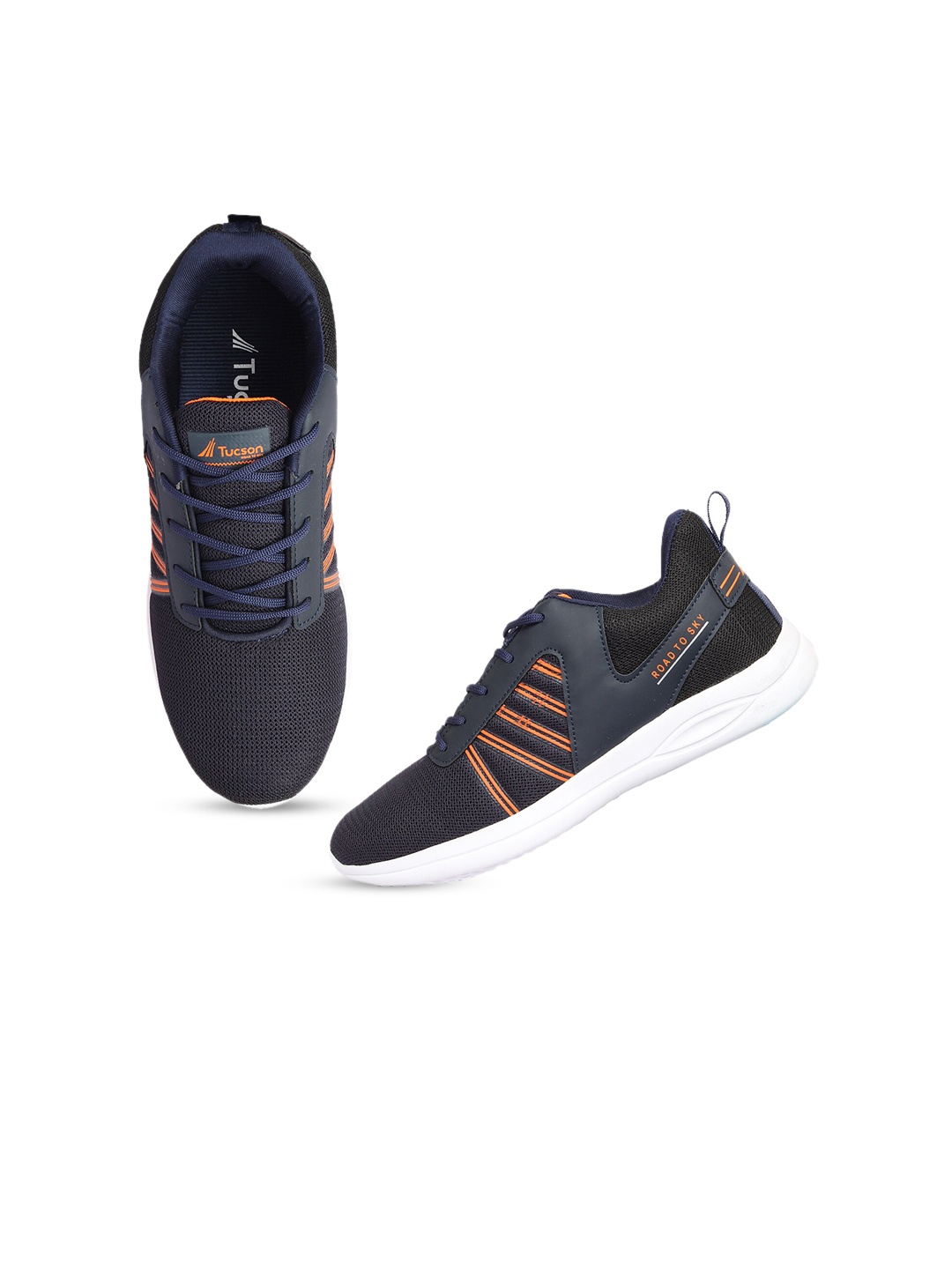 

Tucson Men Navy Blue Woven Design Sneakers