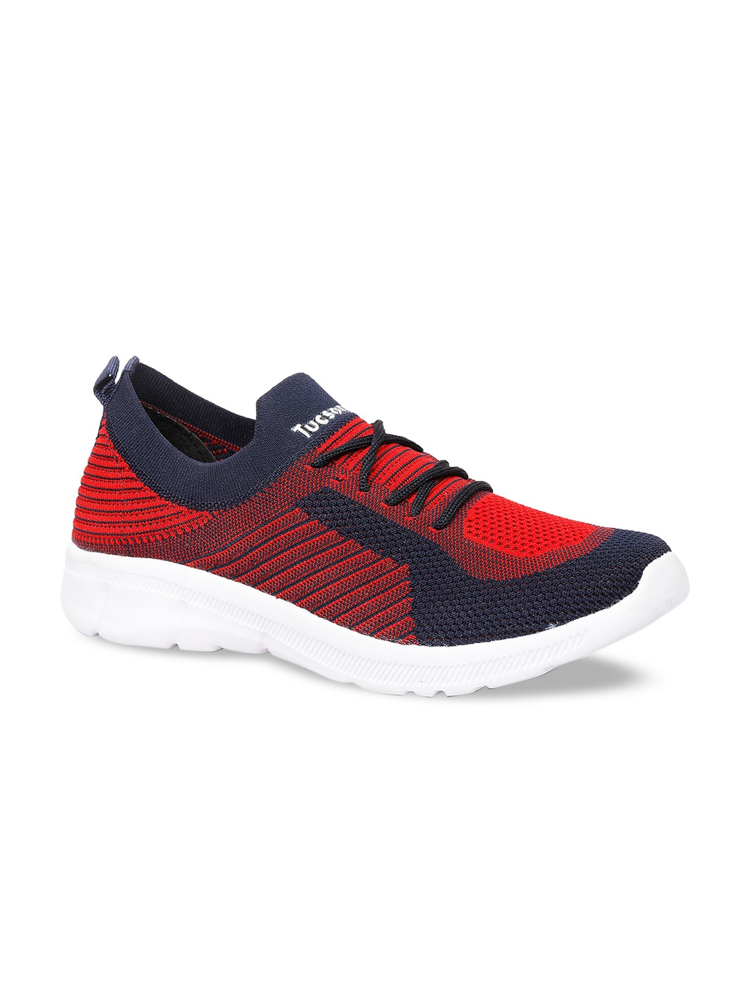 

Tucson Men Navy Blue & Red Colourblocked Slip-On Sneakers