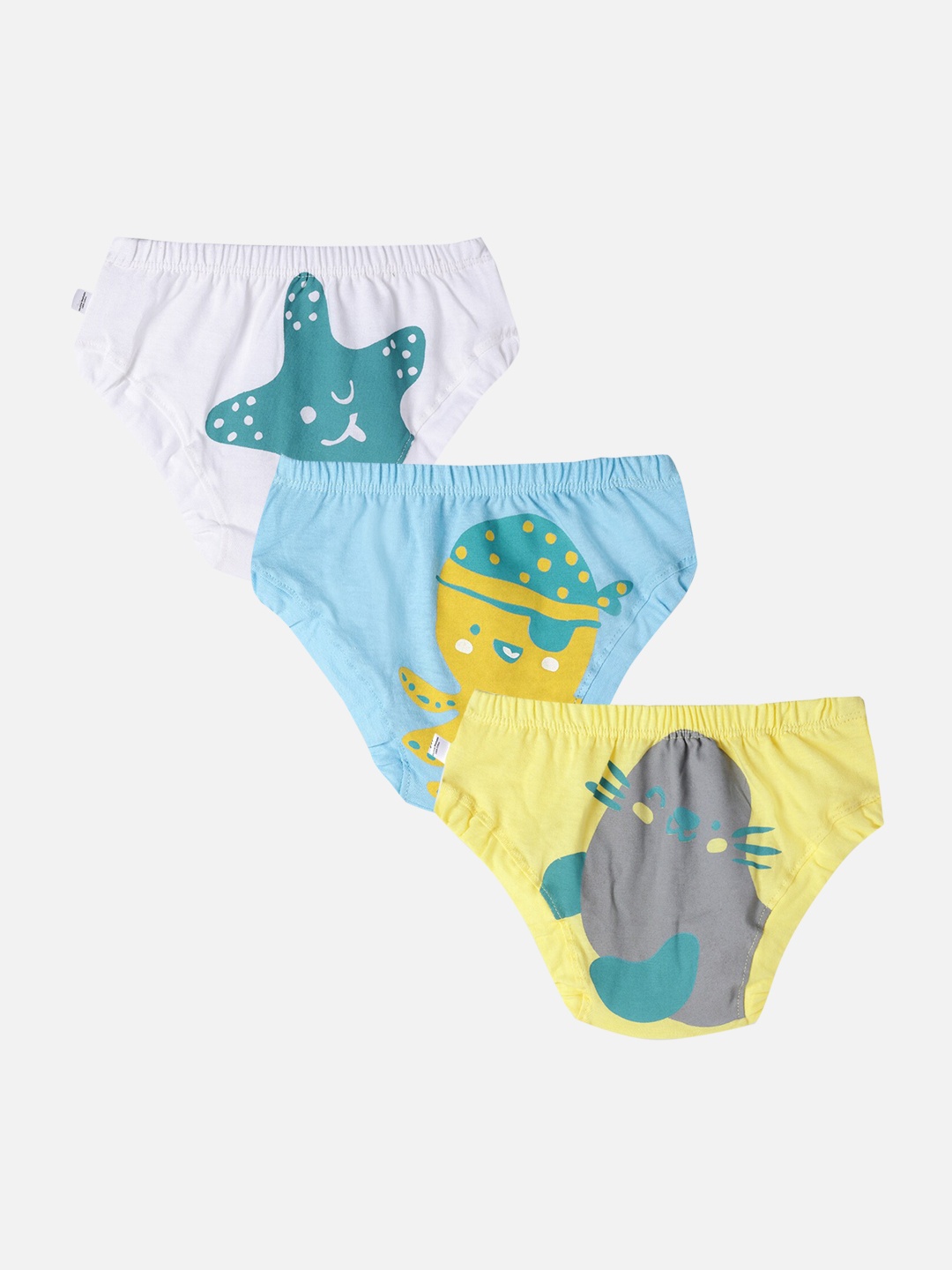 

You Got Plan B Boys Pack Of 3 Sea Ya Toddler Printed Pure Cotton Basic Briefs, Multi