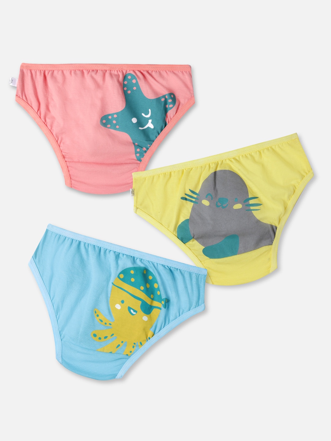 

You Got Plan B Girls Pack Of 3 Printed Pure Cotton Basic Briefs, Blue