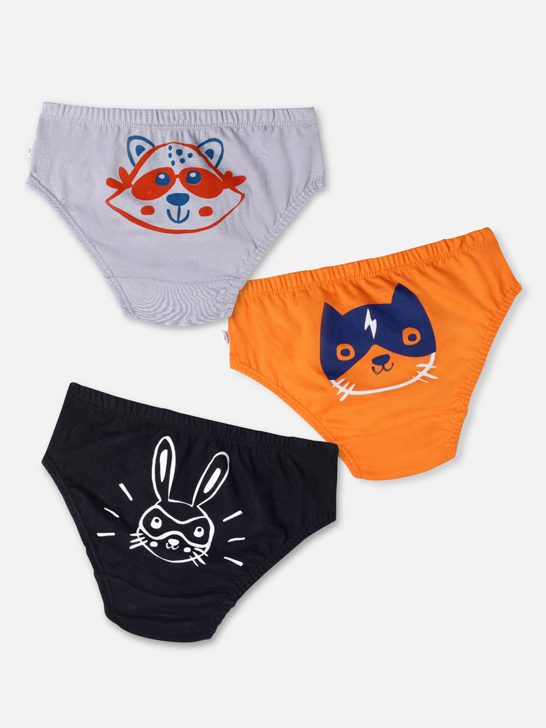

You Got Plan B Kids-Boys Pack Of 3 Printed Pure Cotton Basic Briefs, Grey
