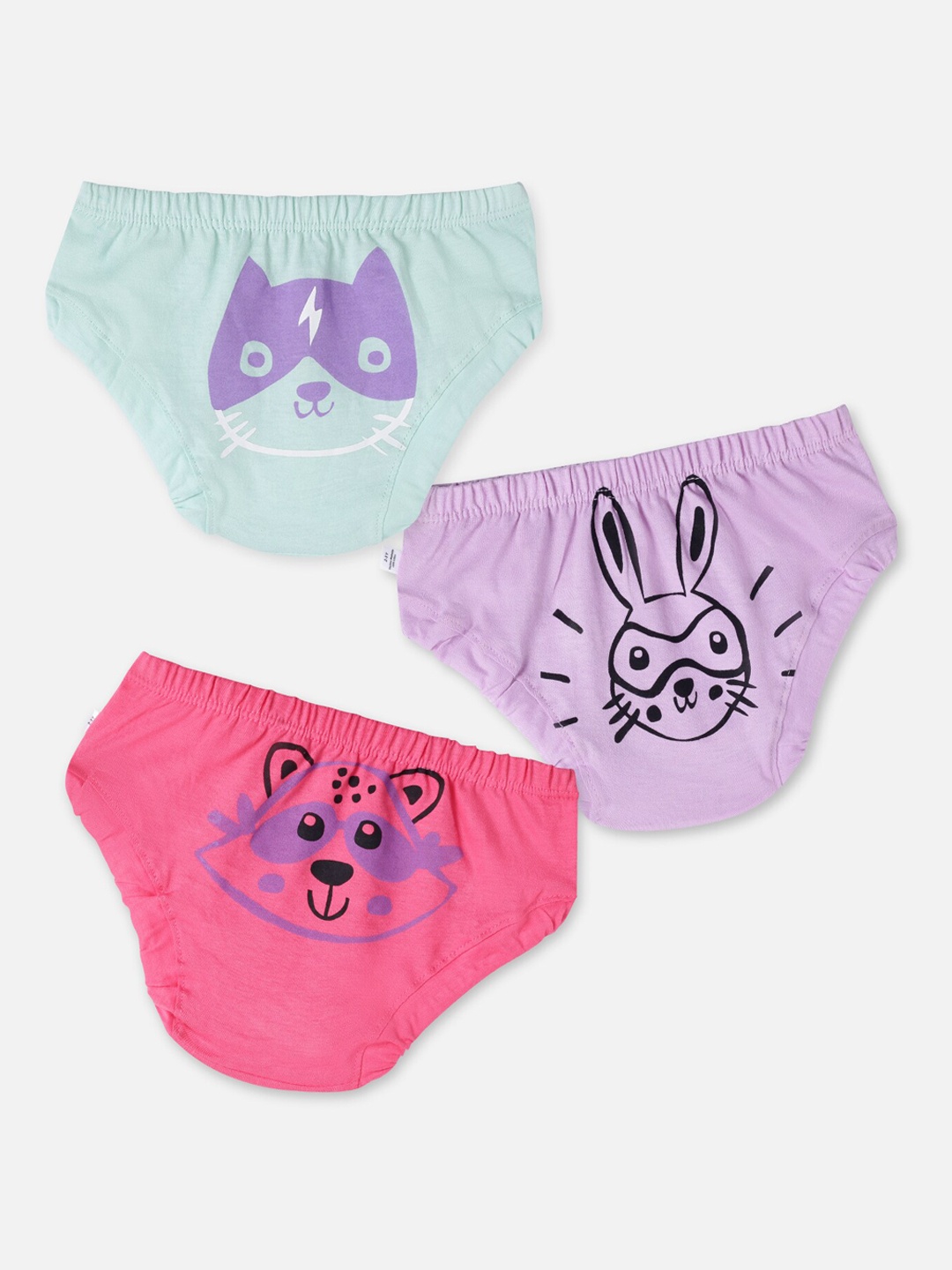 

You Got Plan B Kids Pack Of 3 Printed Pure Cotton Mid-Rise Basic Briefs UTG-Critters, Green