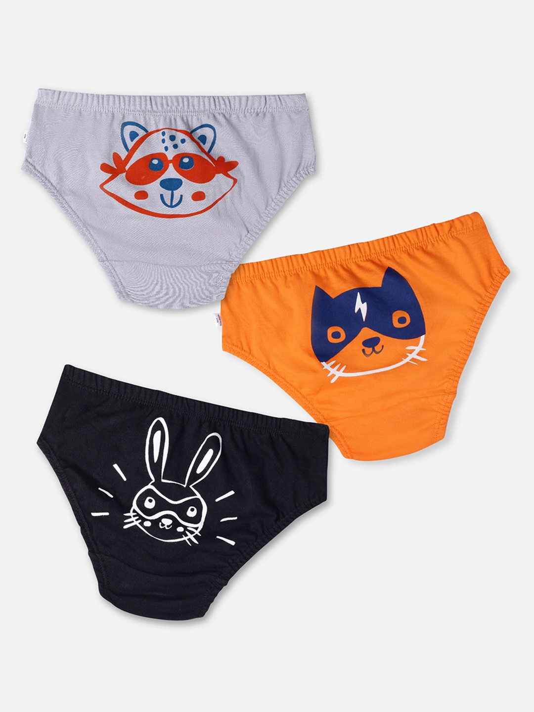 

You Got Plan B Boys Pack of 3 Printed Anti Microbial Cotton Basic Briefs, Grey melange