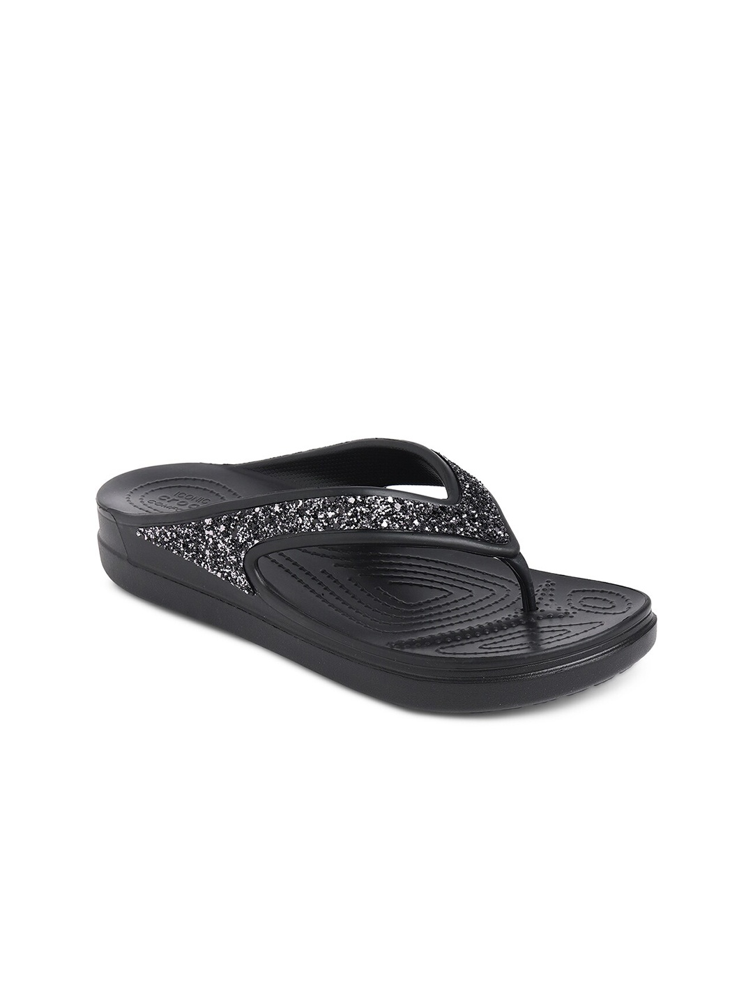 

Crocs Women Black Embellished Croslite Thong Flip-Flops