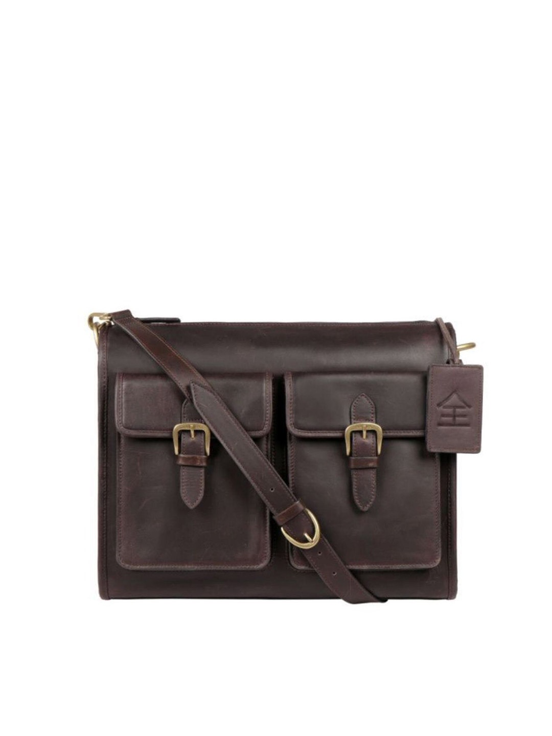 

Hidesign Men Brown Textured Messenger Bag