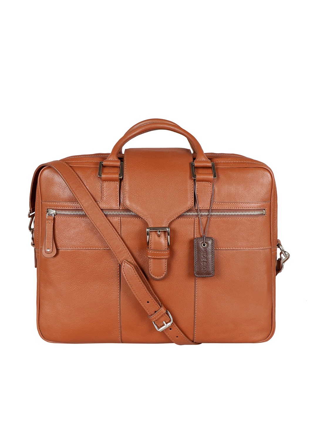

Hidesign Men Tan Brown Leather 15' Laptop Bag