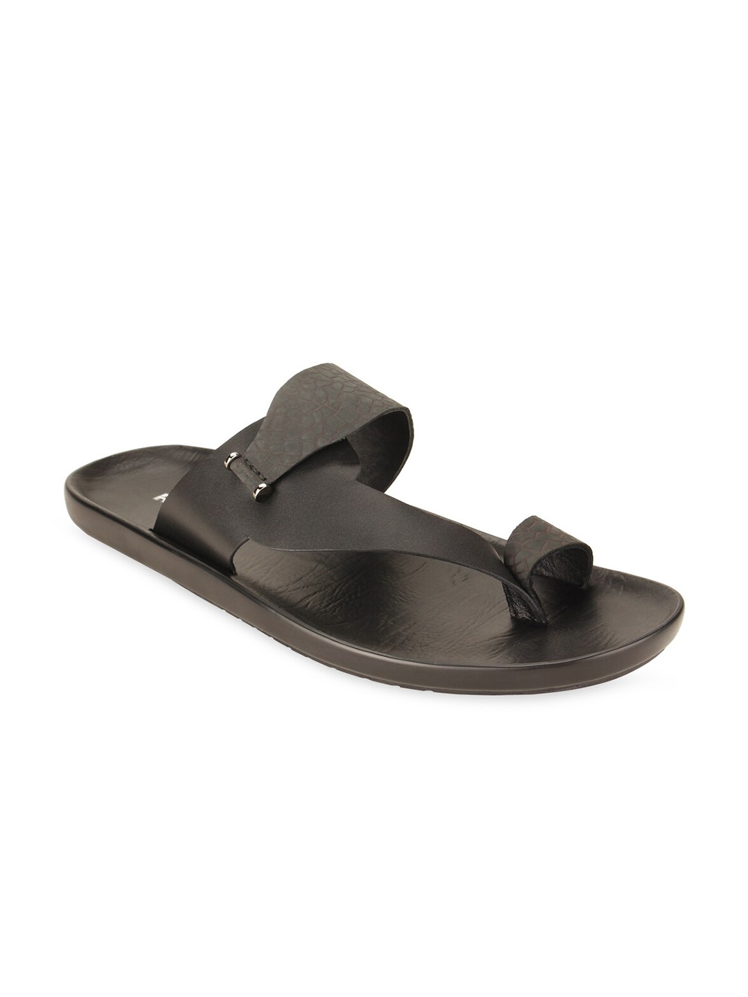 

Regal Men Black Solid Leather Comfort Sandals