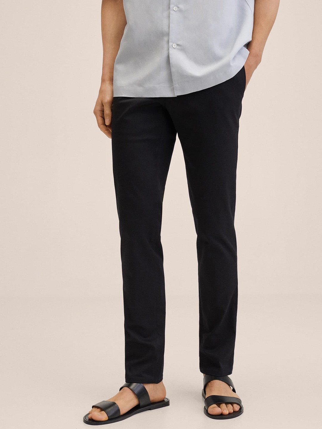 

MANGO MAN Men Black Trousers