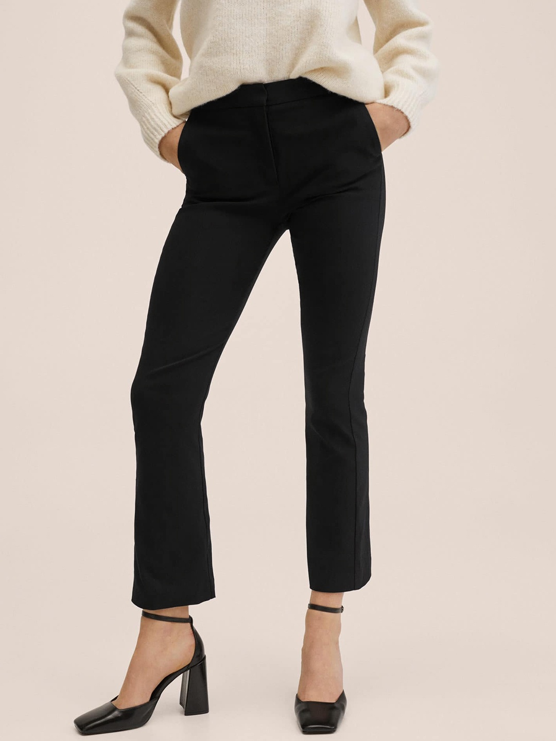 

MANGO Women Black Solid Bootcut Trousers