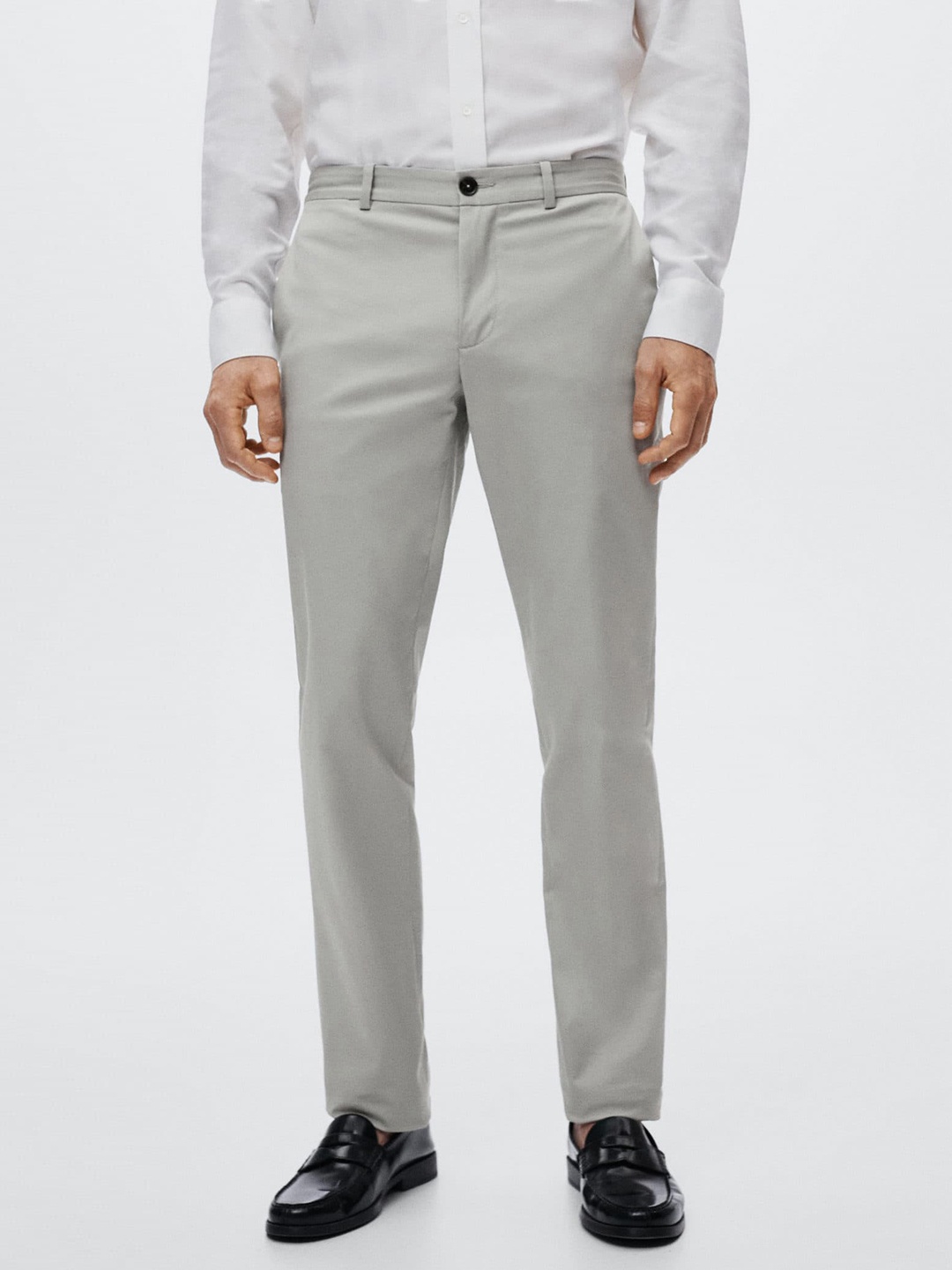 

MANGO MAN Grey Solid Formal Trousers