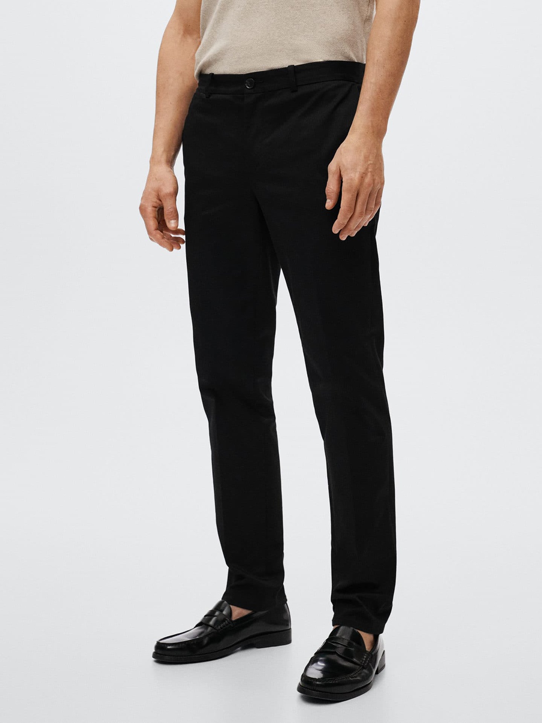 MANGO MAN Men Black Trousers